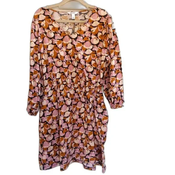 NINE WEST Floral Long Sleeve Textured Knee Length Dress Women's L - Picture 2 of 9